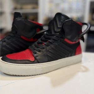 Buscemi Black and Red High-Top Sneakers